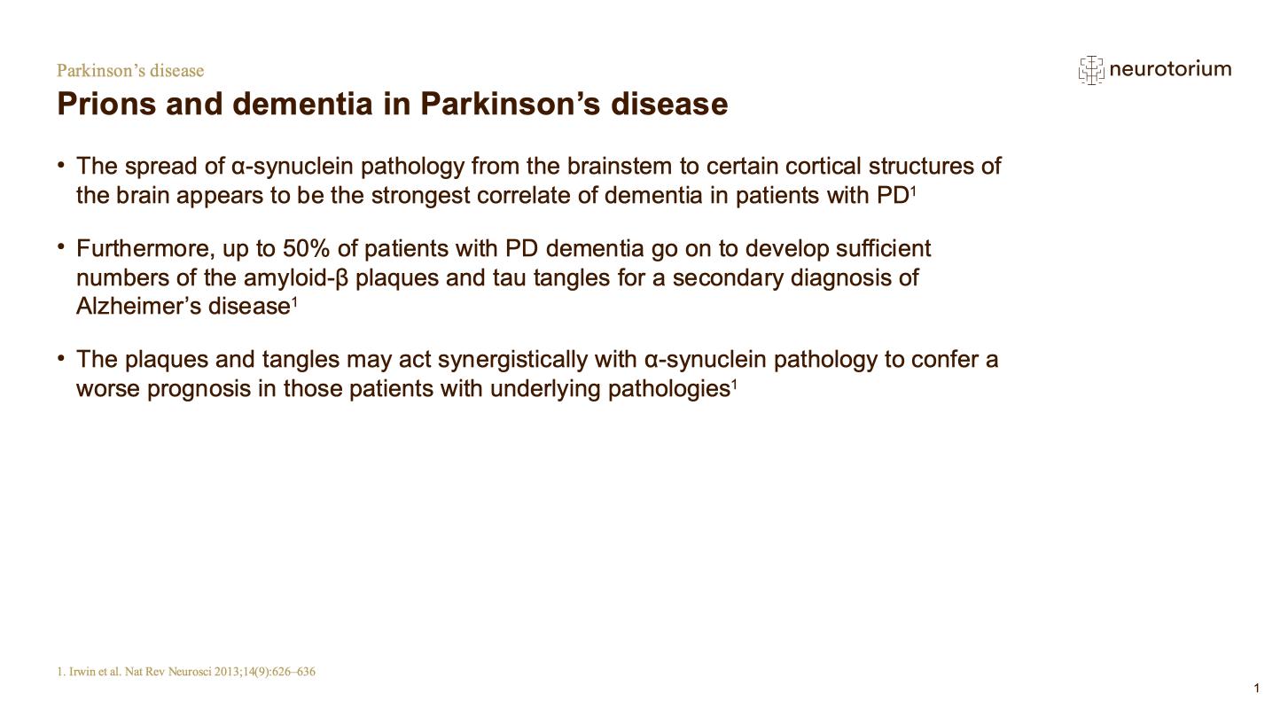 Parkinsons Disease – Neurobiology and Aetiology – slide 19